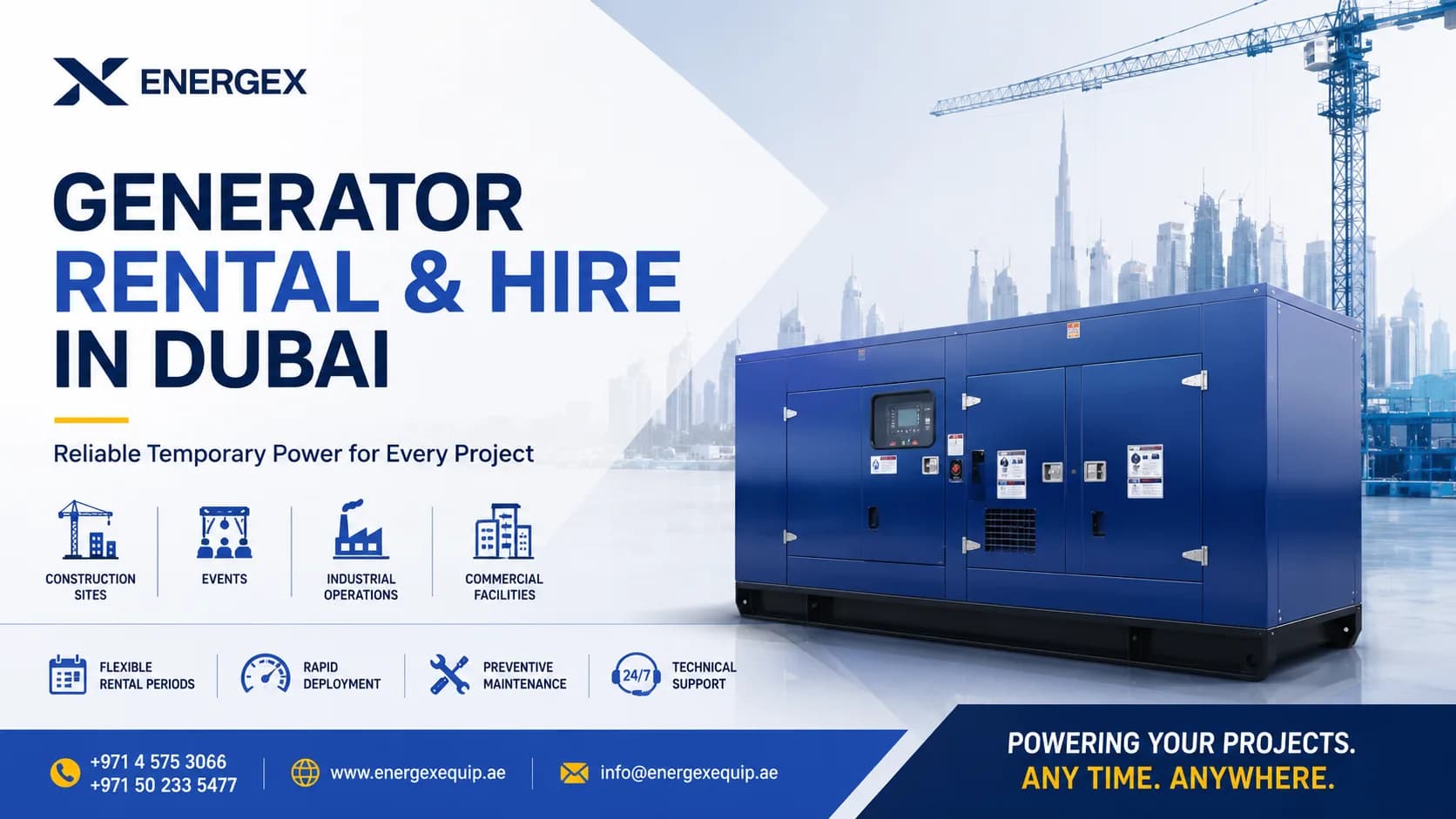 Generator Rental & Hire in Dubai: Reliable Temporary Power for Every Project